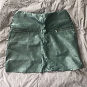 Dark Green Faux Leather Skirt